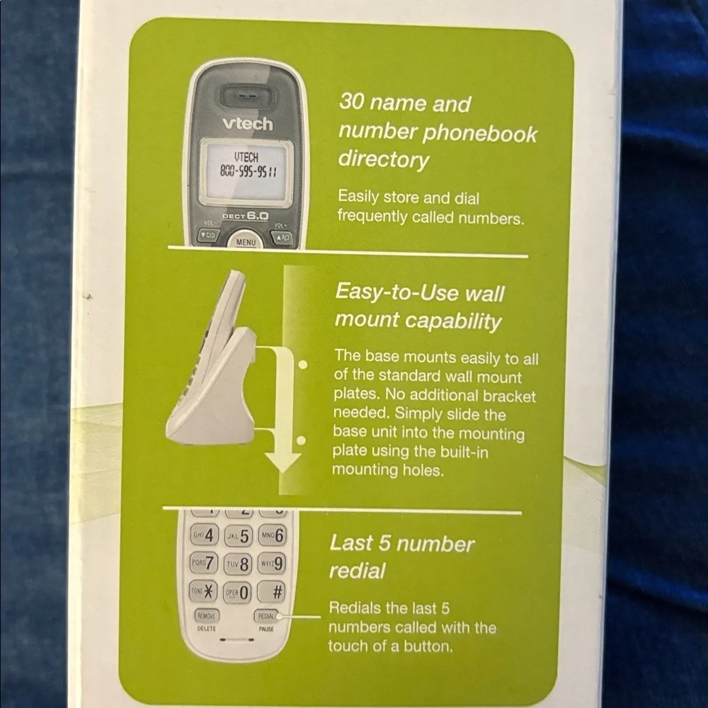 V tech 6.0 Cordless Phone  With caller‎ ID & Call Waiting  Light up display